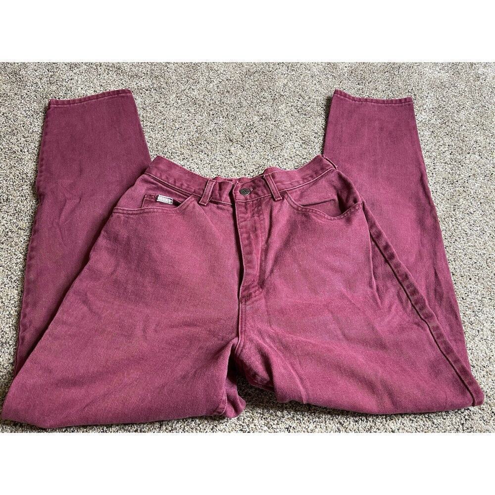 Vintage Lee Mom Jeans Womens Maroon 100% Cotton Denim Union Made USA Size 10